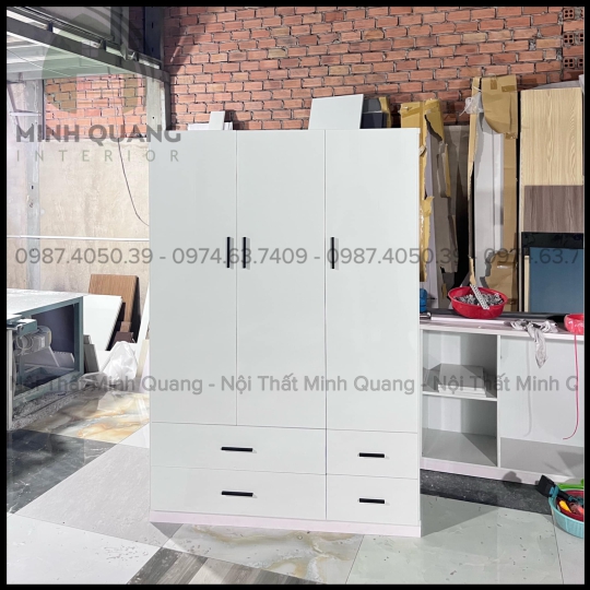 TỦ ÁO 3 CÁNH CỬA MỞ NHỰA ĐÀI LOAN QA002