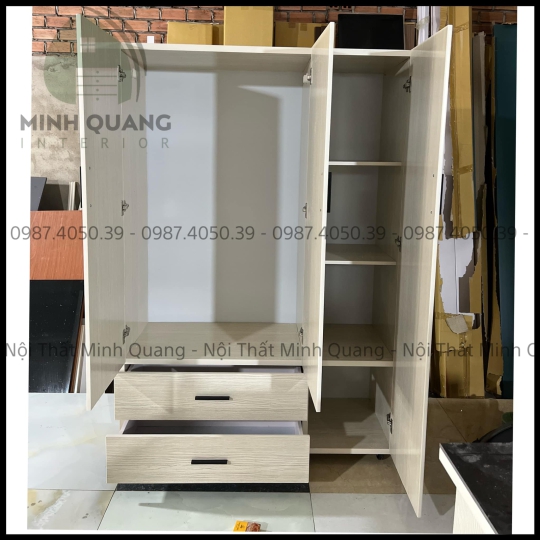 TỦ ÁO 3 CÁNH CỬA MỞ NHỰA ĐÀI LOAN QA003