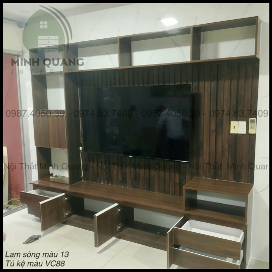 Kệ TiVi kết hợp lam sóng cực sang mẫu mới 2024 KT006