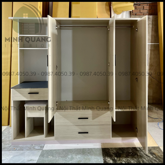 TỦ ÁO LIỀN BÀN HỌC NHỰA ĐÀI LOAN QA005