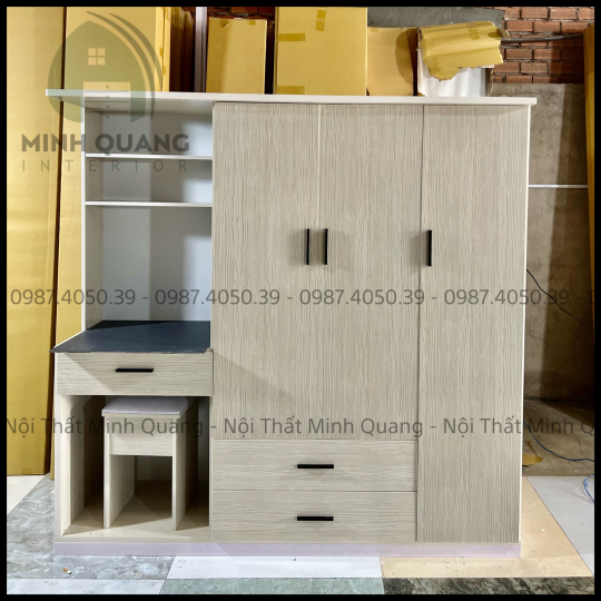 TỦ ÁO LIỀN BÀN HỌC NHỰA ĐÀI LOAN QA005