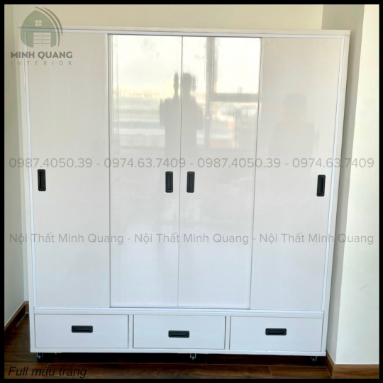 TỦ ÁO 4 CÁNH CỬA LÙA NHỰA ĐÀI LOAN QA0042