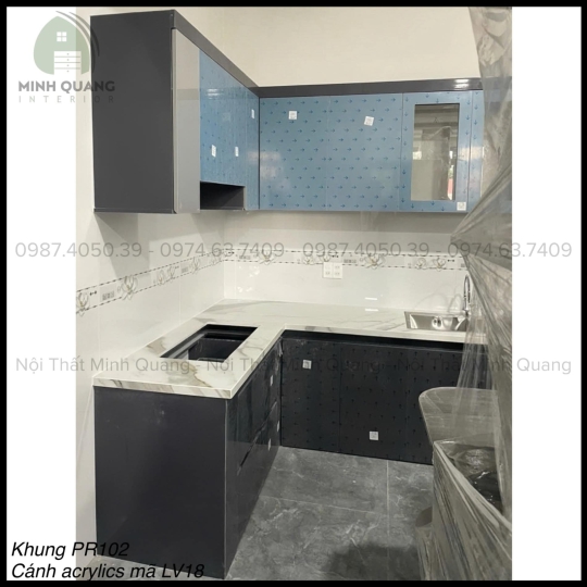 TỦ BẾP KHUNG VINCO - CÁNH PHỦ ACRYLIC AR007