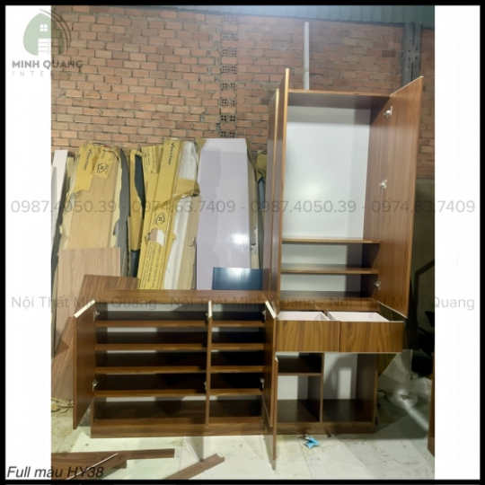 Tủ giày kết hợp tủ kệ đựng đồ với thiết kế thông minh, hiện đại mang lại sự tiện lợi và thẩm mỹ KT0027