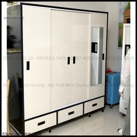 Tủ quần áo nhựa Đài Loan với thiết kế khung đen cánh trắng mang lại vẻ đẹp hiện đại và tinh tế QA00128