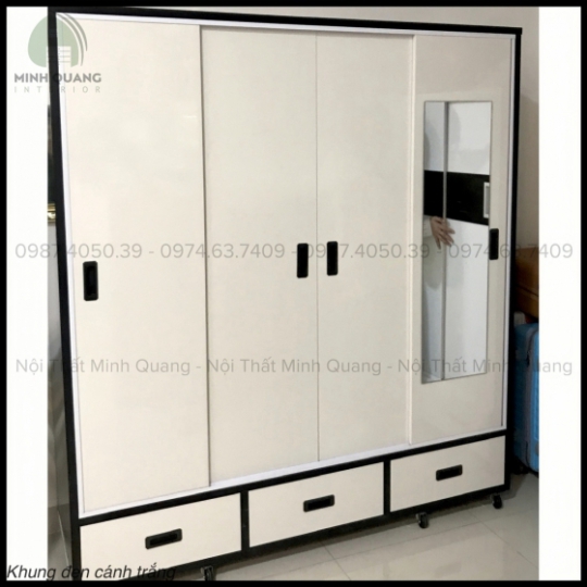 Tủ quần áo nhựa Đài Loan với thiết kế khung đen cánh trắng mang lại vẻ đẹp hiện đại và tinh tế QA00128