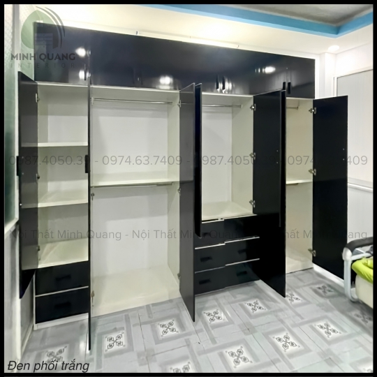 TỦ ÁO MÀU ĐEN CỬA MỞ NHỰA ĐÀI LOAN QA0045