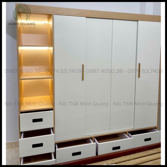 TỦ ÁO CỬA LÙA NHỰA ECO+ NỘI THẤT MINH QUANG - EC0015