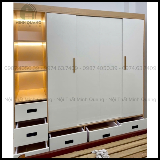 TỦ ÁO CỬA LÙA NHỰA ECO+ NỘI THẤT MINH QUANG - EC0015